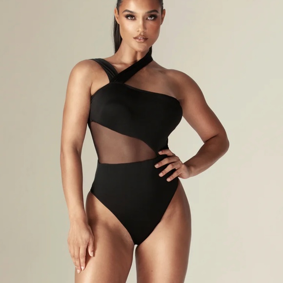 ALIEVA Other - ALIEVA XL Skylar prune asymmetric cutout swimsuit black